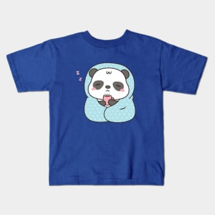 Cute Sleepy Panda With Coffee and Blanket Kids T-Shirt
